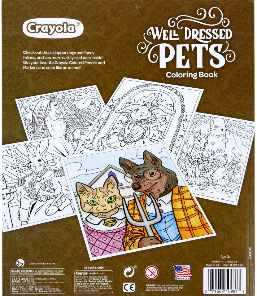 Crayola Animal Coloring Book Well Dressed Pets, Teacher Gift, School Supplies, 40 Pgs, Child