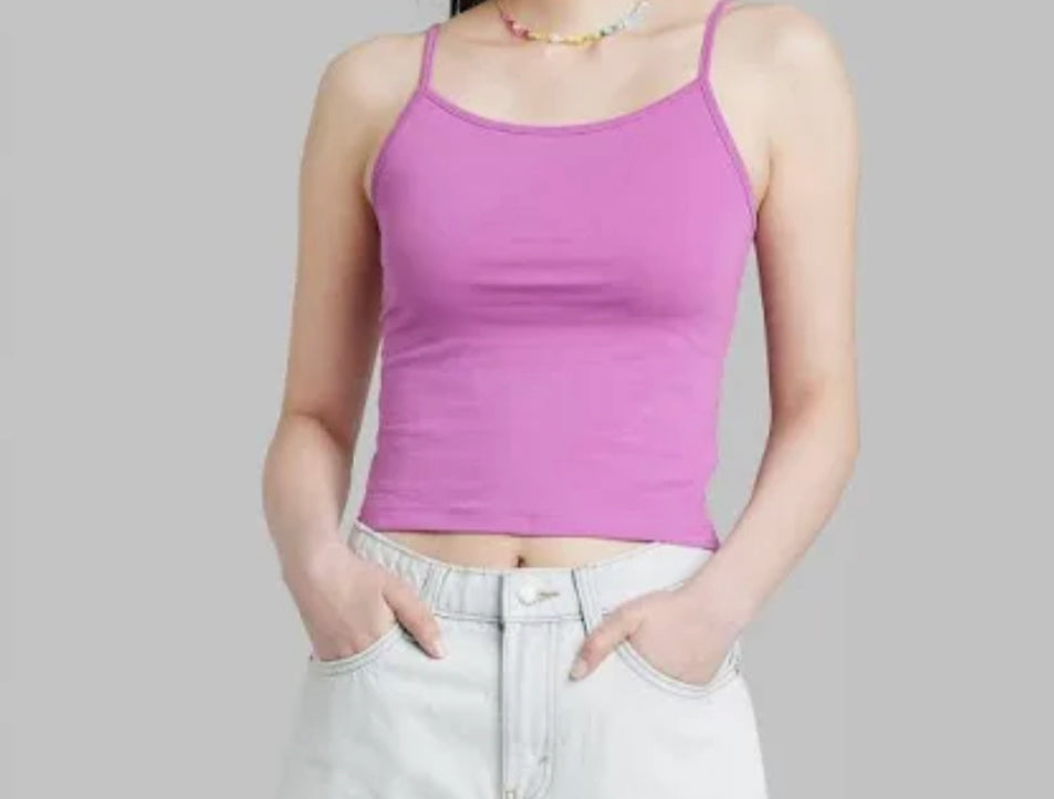 Women's Wild Fable Slim Fit Cropped Cami Tank Top Lilac Large