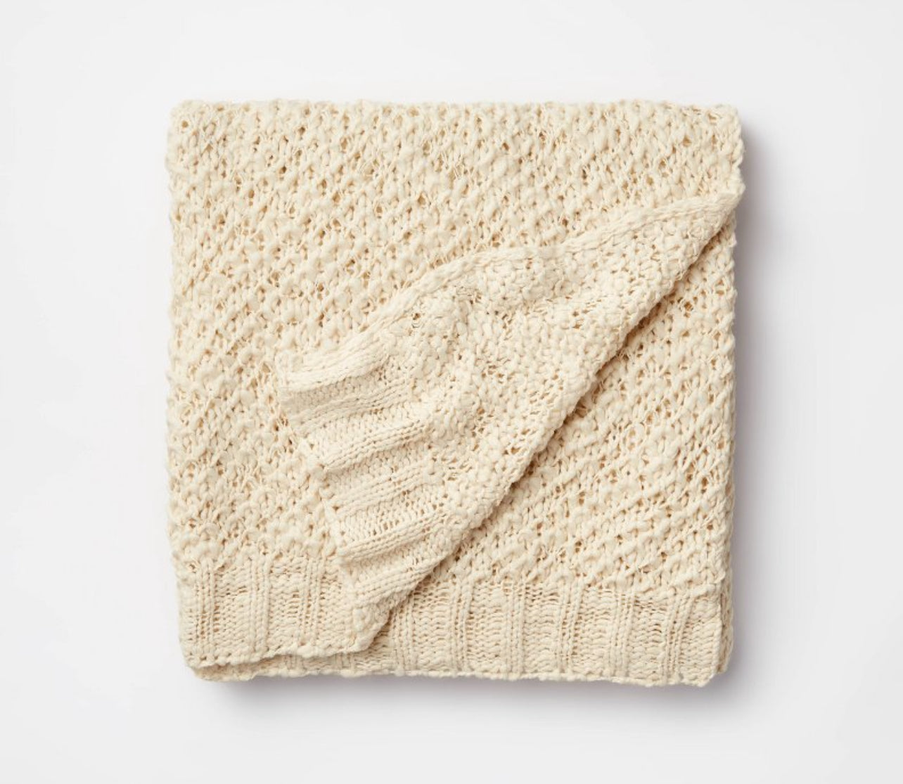 Honeycomb Textured Knit Throw Blanket Cream - Threshold
