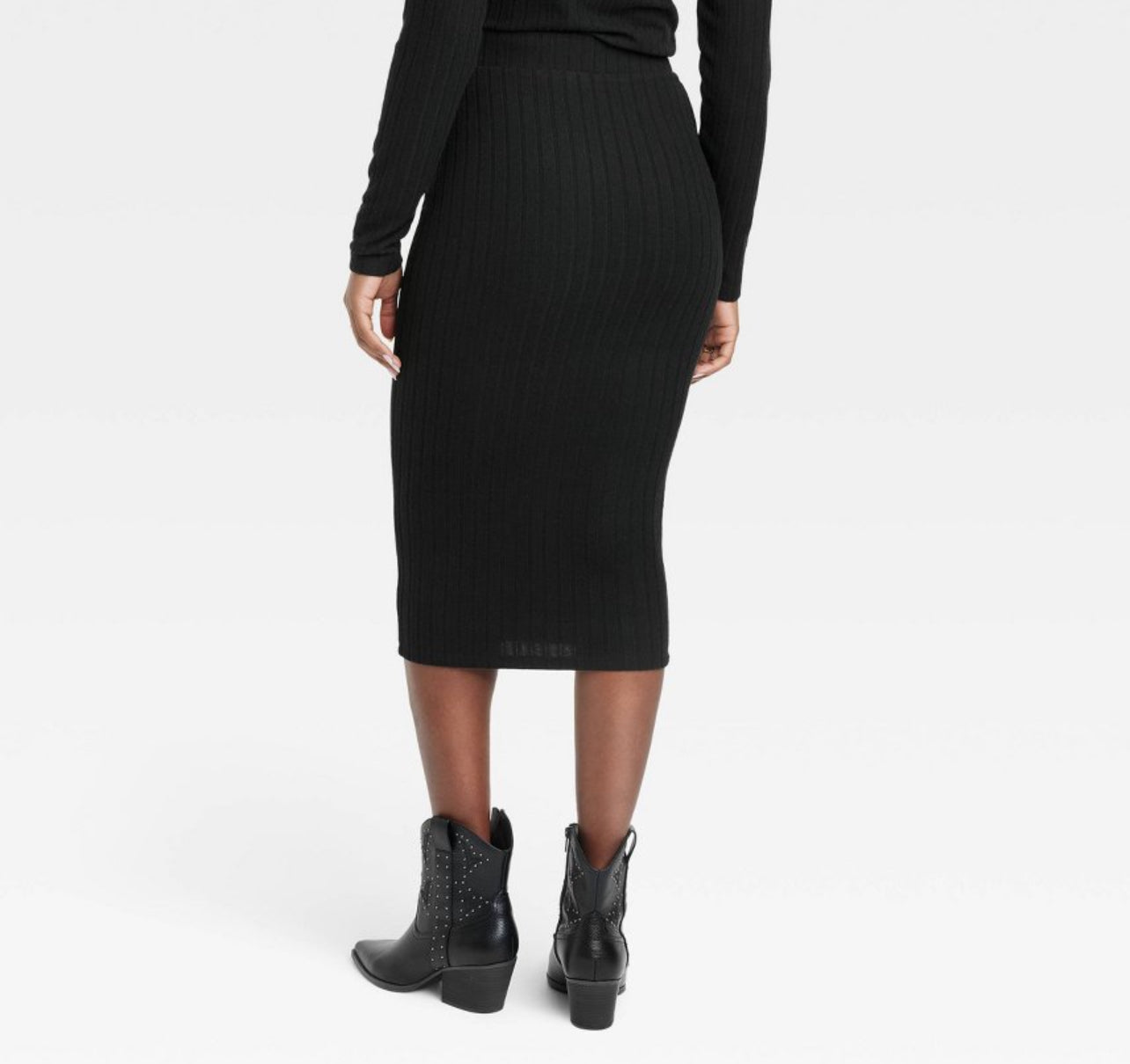 Women's Black Knit Pencil Midi Skirt - Universal Thread