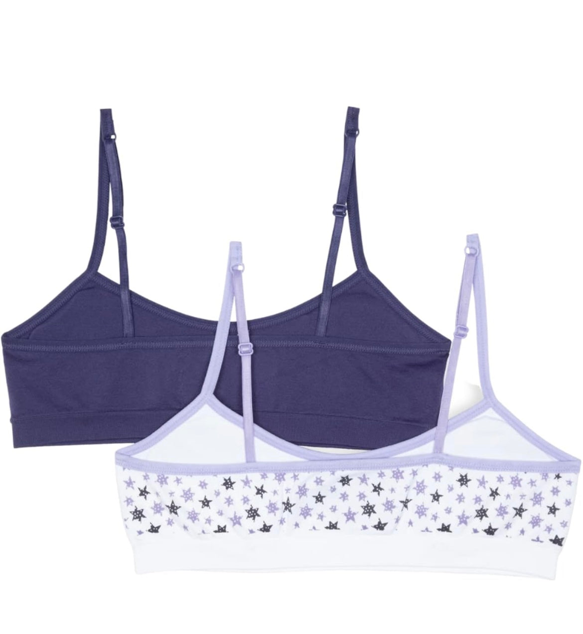 Hanes Girl's Seamless Ruched Crop Bra, 2-Pack, Size Large