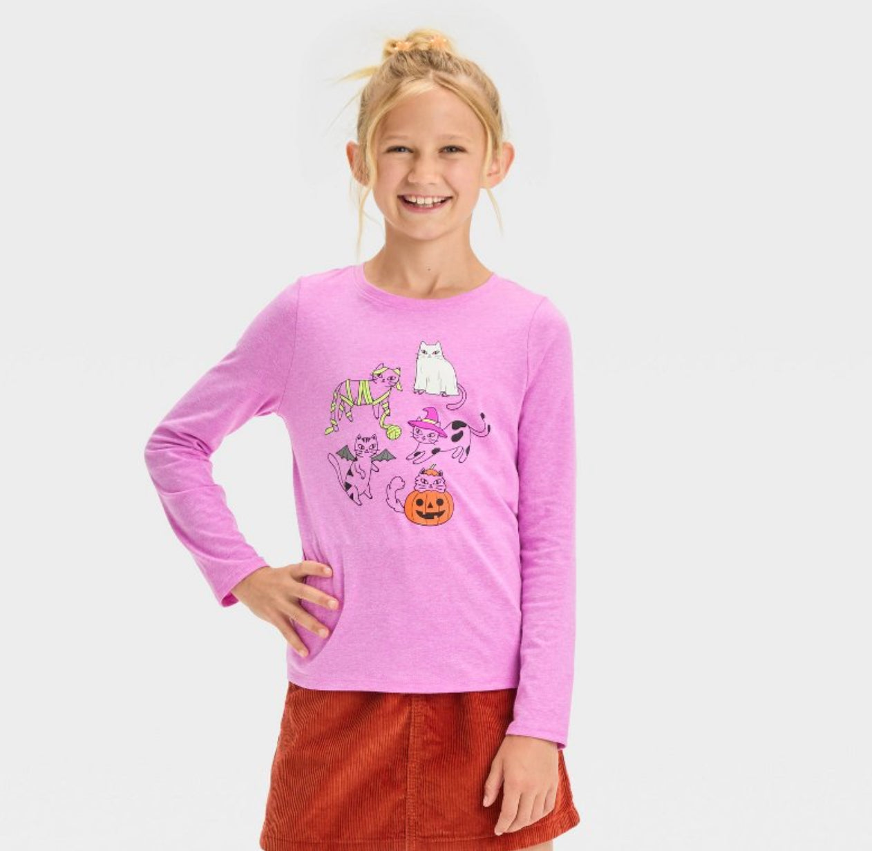 Girls' Long Sleeve Halloween Cat Costumes Graphic T-Shirt - Cat & Jack™