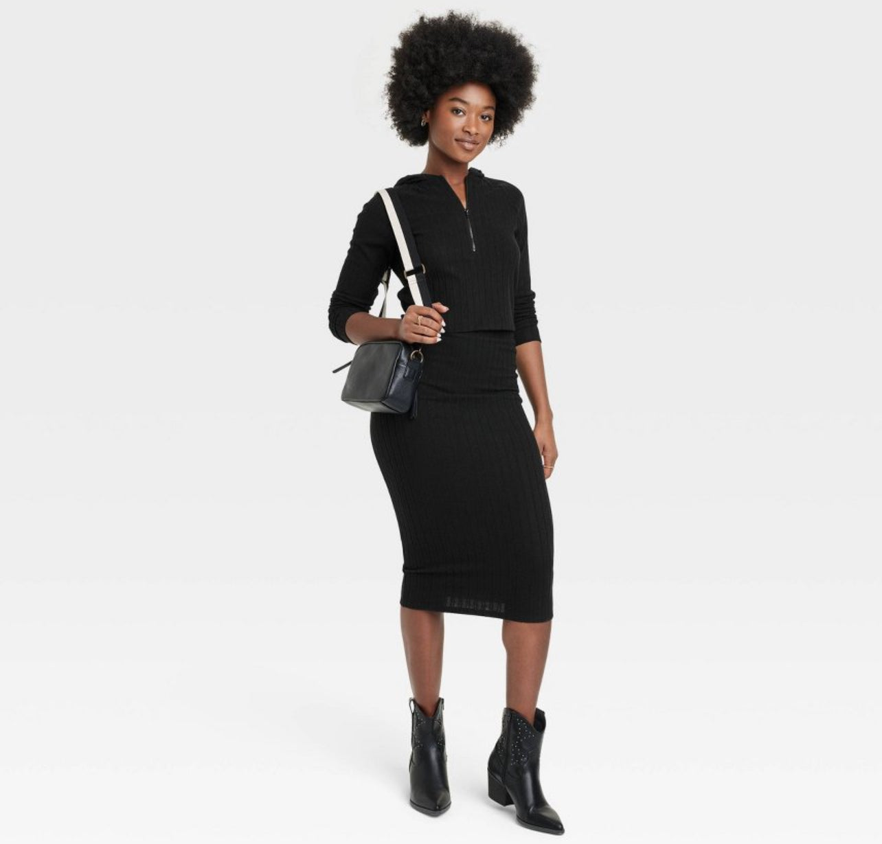 Women's Black Knit Pencil Midi Skirt - Universal Thread