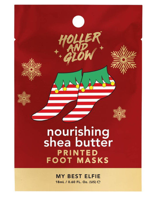 Set of 2 Holler and Glow Holiday Themed Printed Shea Butter Foot Masks - 0.60 fl