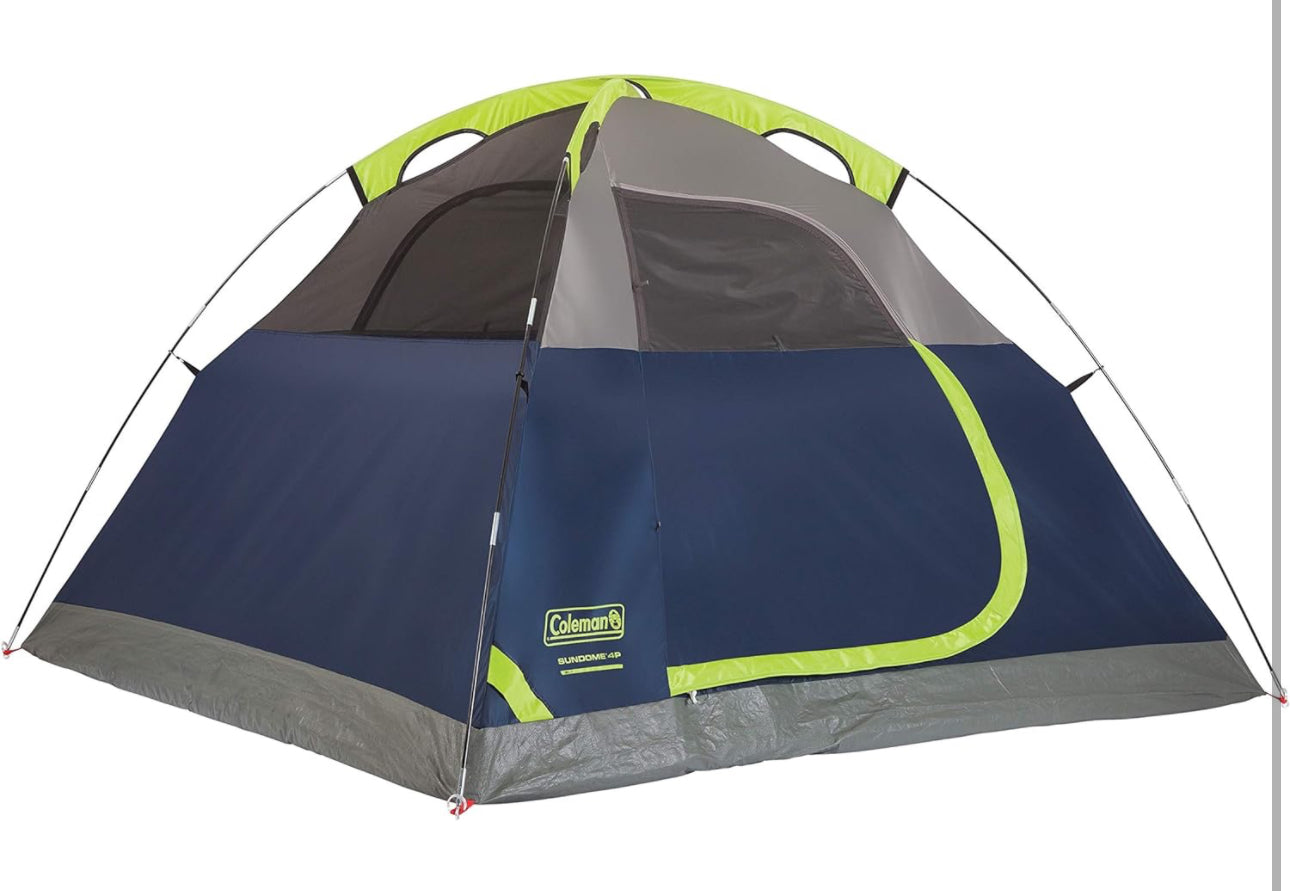 Coleman Sundome Camping Tent, 2/3/4/6 Person Dome Tent with Snag-Free Poles for Easy Setup in Under 10 Mins, Included Rainfly Blocks Wind & Rain, Tent for Camping, Festivals, Backyard, Sleepovers