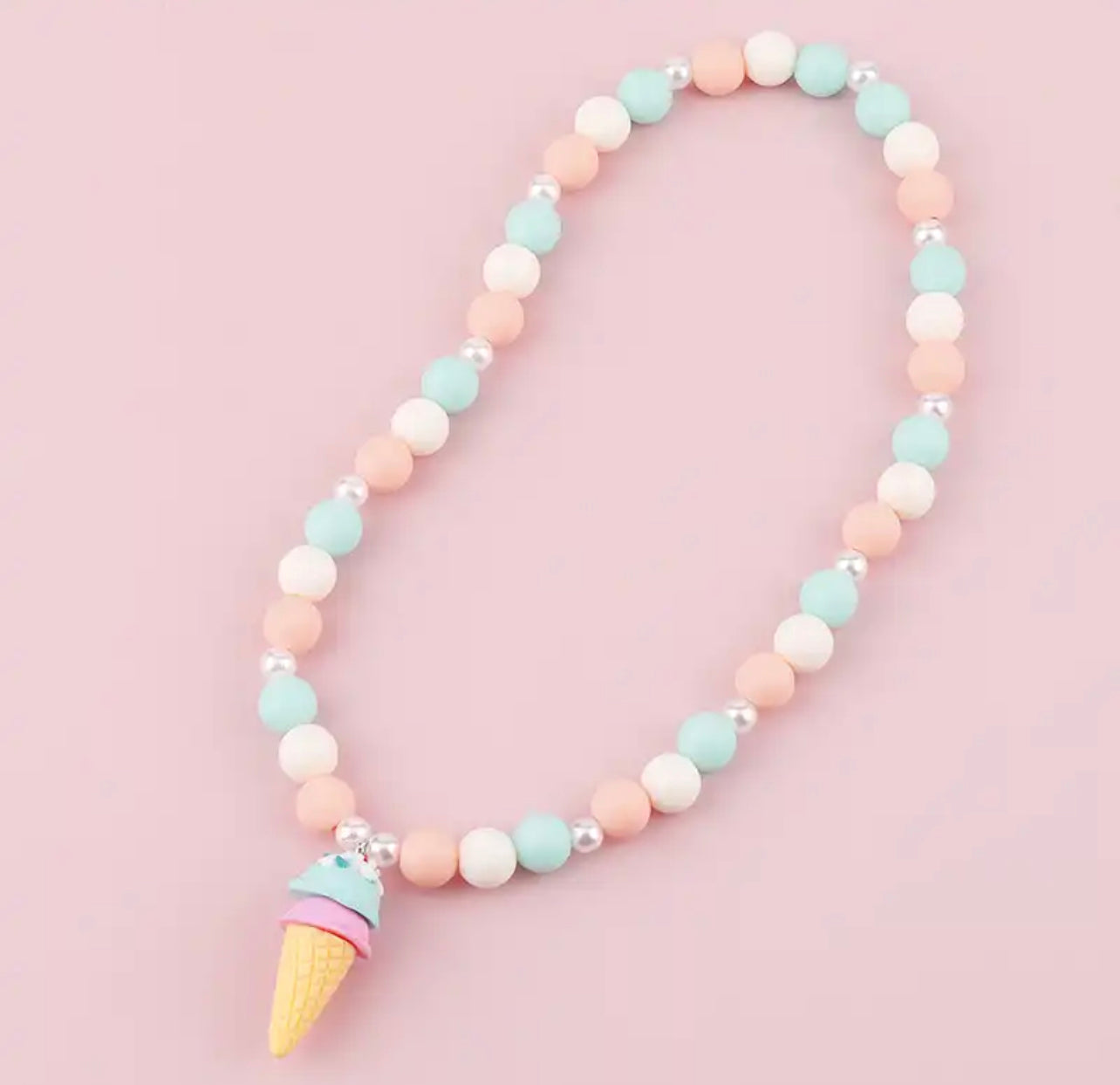 Kids’ Beaded Resin Necklace Ice Cream Pendant