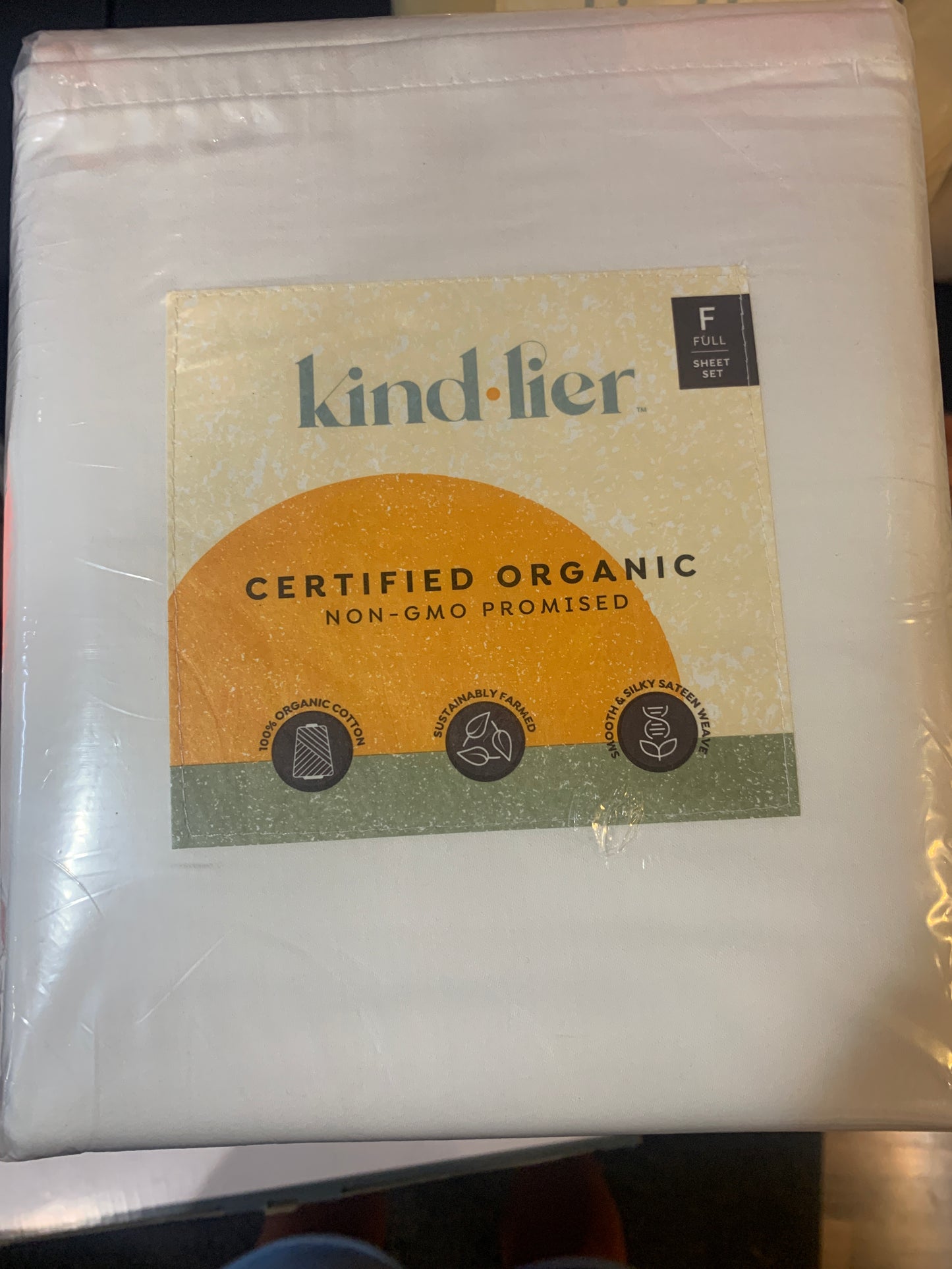 Case of 2 Full Size 100% Organic Solid Sheet Set, White, Kindlier