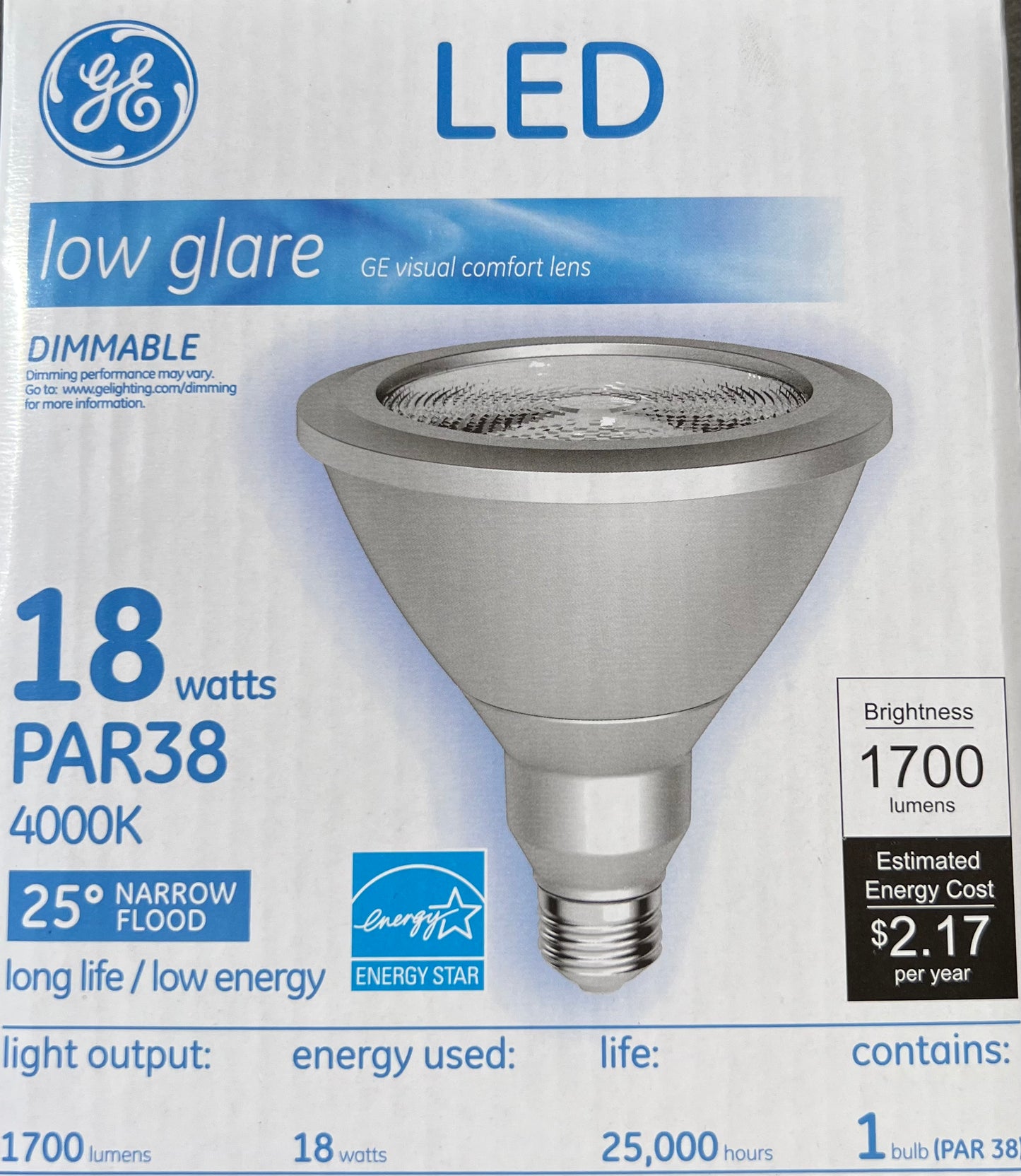 Case of 6 GE 83811 CURRENT LED18D38OW384040 LED Lamp, PAR38, 18W, 4000K, 40deg., E26
