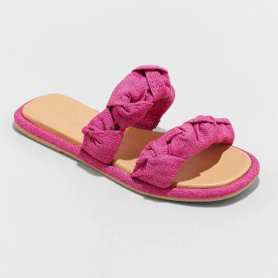 Womens Pink Meg Knotted Slide Sandals Universal Thread