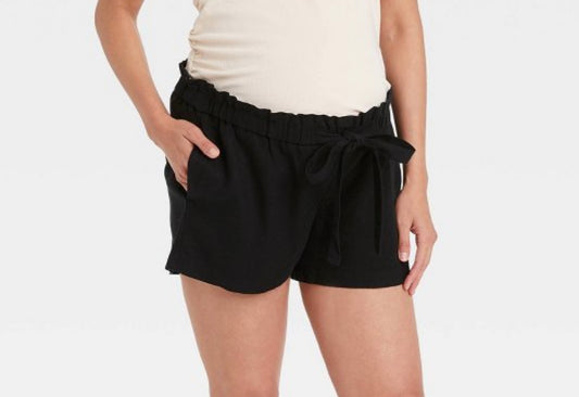 Tie-Front Pull-On Maternity Shorts - Isabel Maternity by Ingrid & Isabel Black L