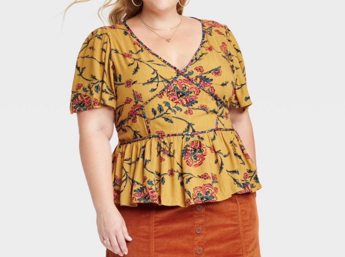 Women's Plus Size Short Sleeve Embroidered Blouse - Knox Rose Dark Green