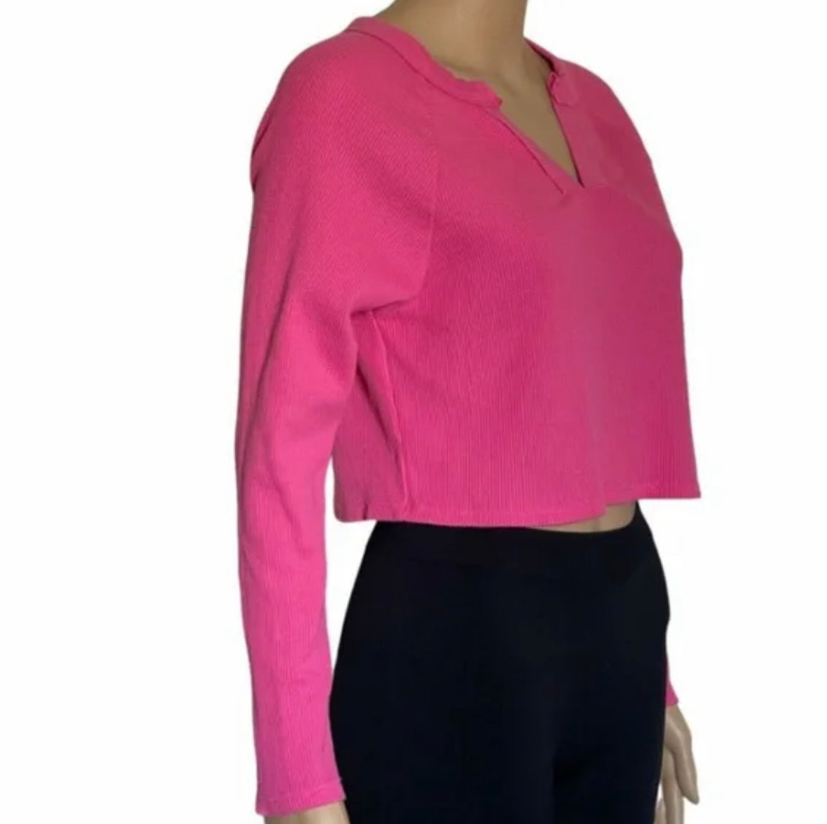 WILD FABLE Hot Pink Large 12 / 14 Casual Wear Long Sleeve Cropped