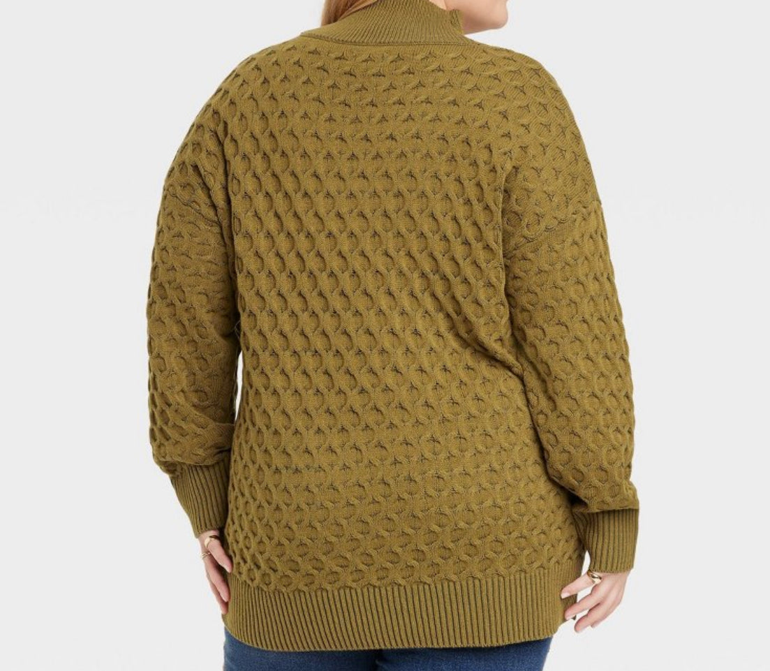 Women's Plus Size Mock Turtleneck Sweater Knox Rose Olive