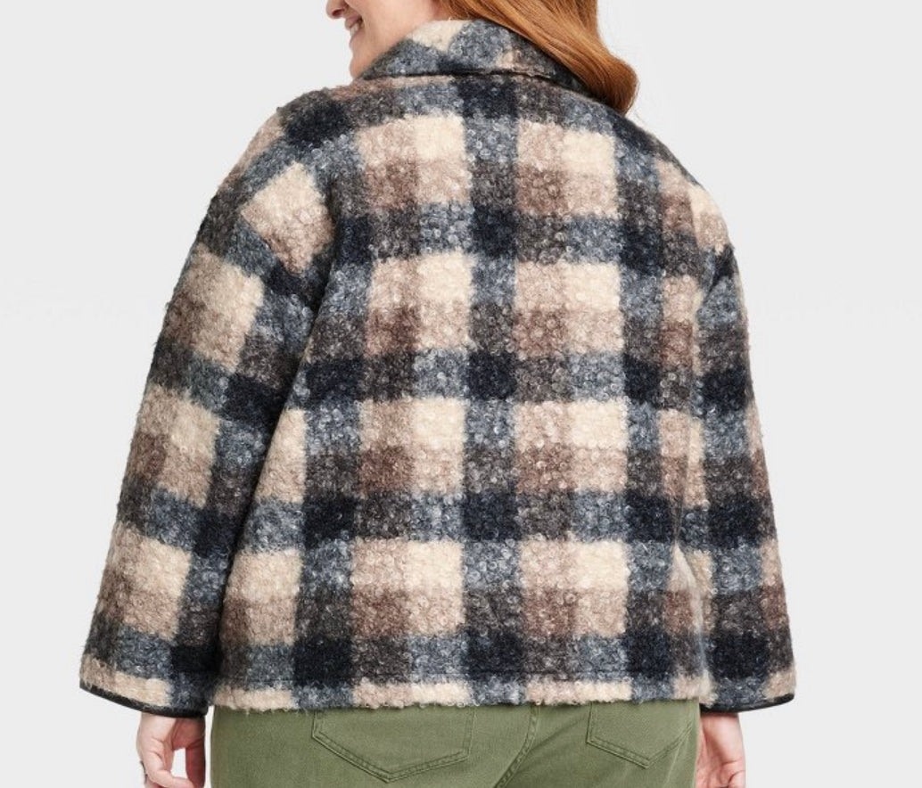 Women's Plus Size Plaid Sweater Overcoat Knox Rose™Black Plaid