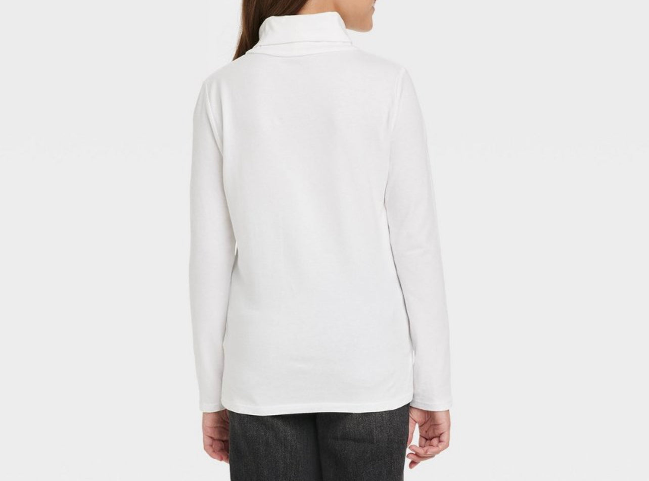 Girls' Long Sleeve Turtle Neck T-Shirt - Cat & Jack™ White M 7/8