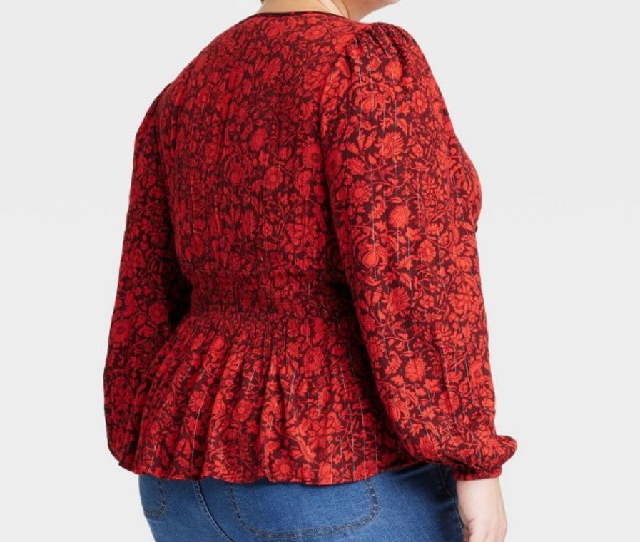 Women's Plus Size Long Sleeve Embroidered Blouse - Knox Rose