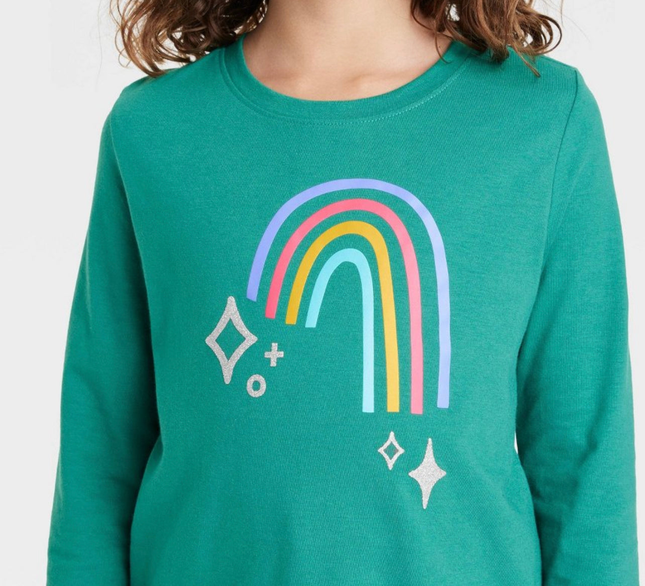 Girls' 'Rainbow' Long Sleeve Graphic T-Shirt - Cat & Jack™ Green