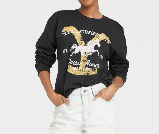 Women's Yellowstone Dutton Ranch Graphic Sweatshirt Black