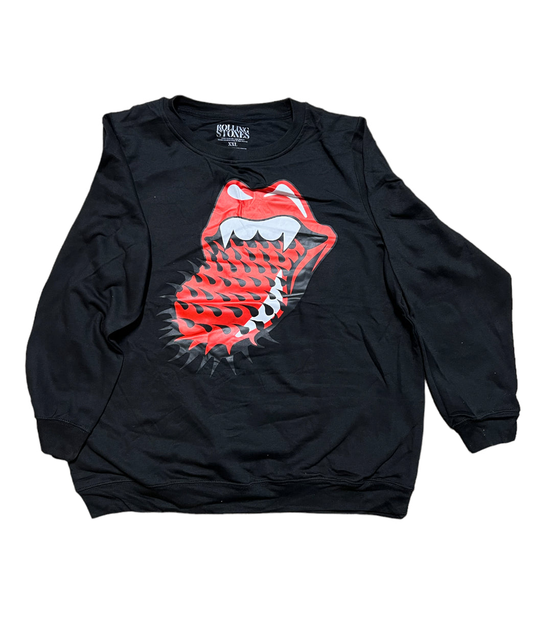 Adult Rolling Stones Crew Neck Black Sweatshirt