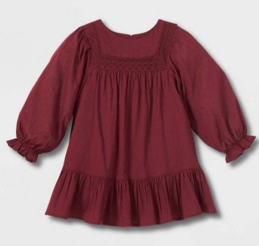 Toddler Girls' Solid Knit Long Sleeve Dress Cat & Jack Maroon 5T